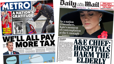 Metro and Daily Mail front pages