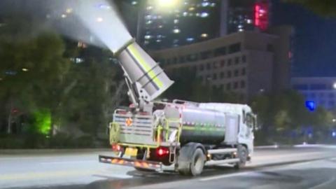 Disinfectant truck in Wuhan