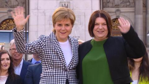 Susan Aitken (right), the new leader of Glasgow City Council, with SNP leader Nicola Sturgeon