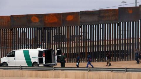Border wall along the US-Mexico border