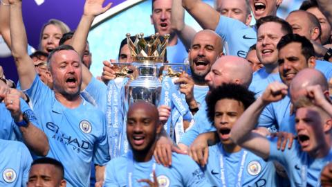 Pep Guardiola and Man City celebrate