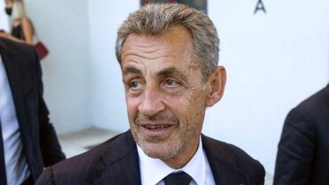 Former French President Nicolas Sarkozy (C) seen here in Madrid, Spain, 29 September 2021