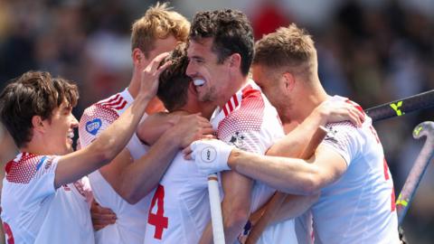 England players celebrate James Albery scoring