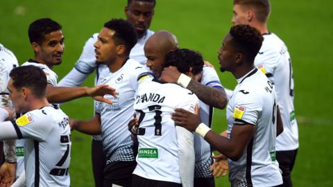 Swansea celebrate second goal