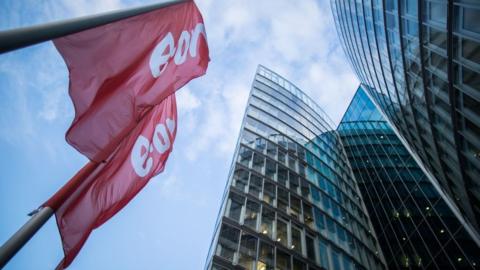 Flags outside German company E.On