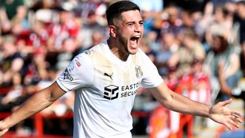 Ruel Sotiriou celebrates scoring for Leyton Orient