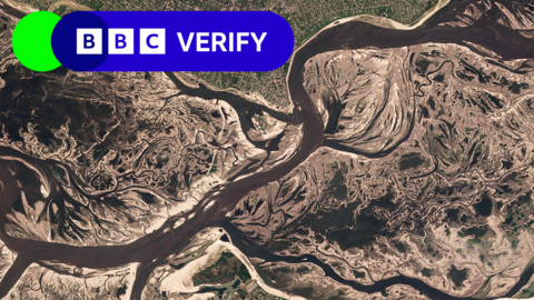 Satellite image of dried up dam
