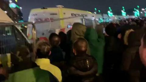 Angry fans outside Celtic Park