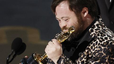 James Martin kisses an Oscar