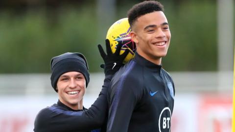 Phil Foden and Mason Greenwood at England training