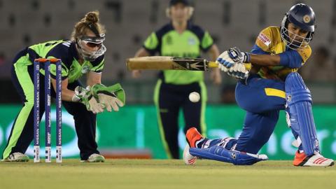 Wicketkeeper Mary Waldron (left) and her Ireland team-mates were scheduled to face Sri Lanka in Harare on Monday