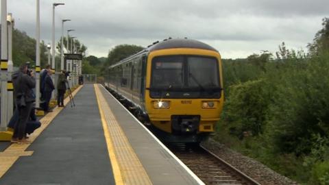 Train coming into new Portway Park and Ride station