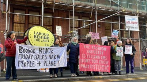 Protests outside Boohoo in Manchester