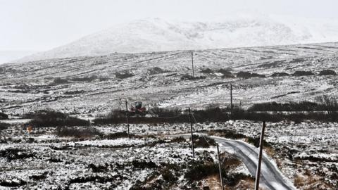 Snow falls in Annagry area of County Donegal on Friday
