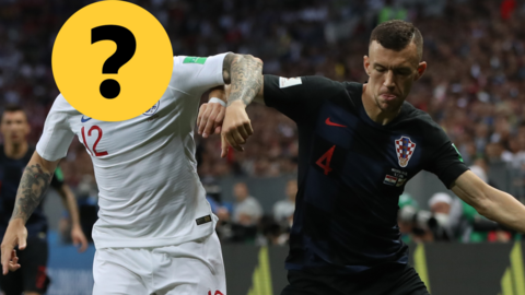 An England player covered by a question mark