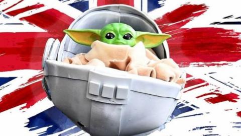 Baby Yoda/Union Jack composite image