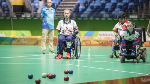 GB's Stephen McGuire and Evie Edwards in action in Rio