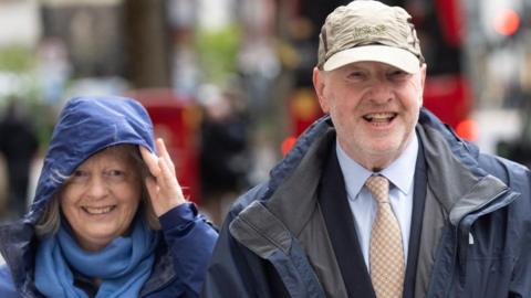 Alan Bates, accompanied by his wife Suzanne Sercombe, arrives at Aldwych House, central London, to give evidence to Post Office Horizon IT inquiry