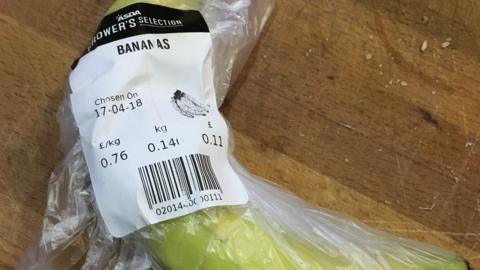 Bag of bananas costing 11p