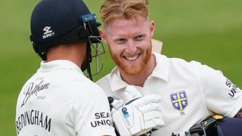 Ben Stokes celebrates his century