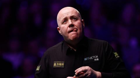 John Higgins in action at the Welsh Open