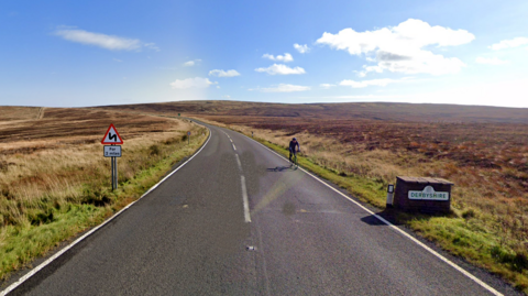 Scenic views of the A54 Cat and Fiddle road from the Derbyshire county boundary