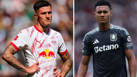 RB Leipzig's Benjamin Sesko and Aston Villa's Ollie Watkins 