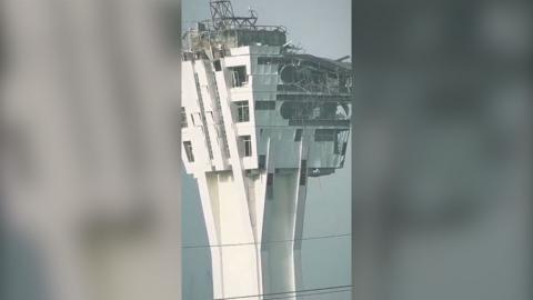 Damage on a maritime control tower 