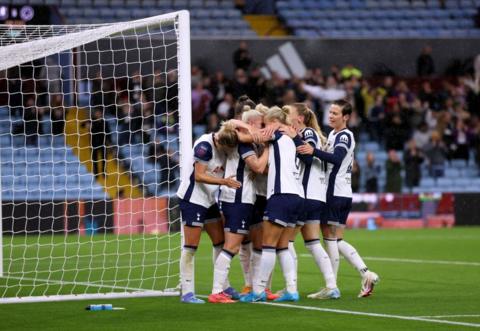 Tottenham celebrate Beth England's equaliser