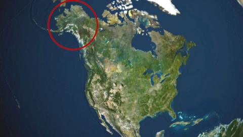A map showing Alaska circled in red