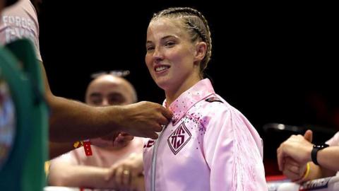 Francesca Hennessy in the ring before a fight