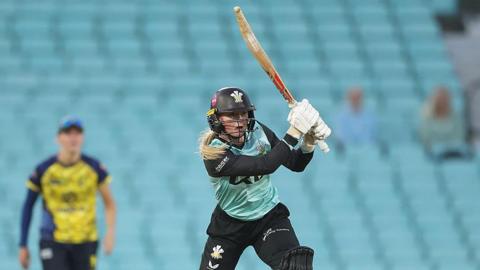 Alice Monaghan of Surrey bats during the Women's Vitality Blast match between Surrey and Durham.