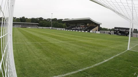 A general wide view of Corby Town's Steel Park stadium