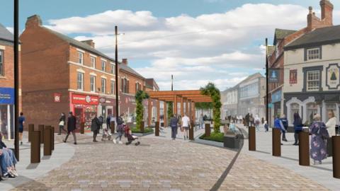 A CGI image of High Street in Long Eaton