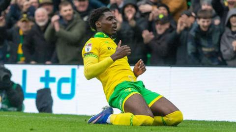 Mohamed Toure celebrates his debut goal for Norwich