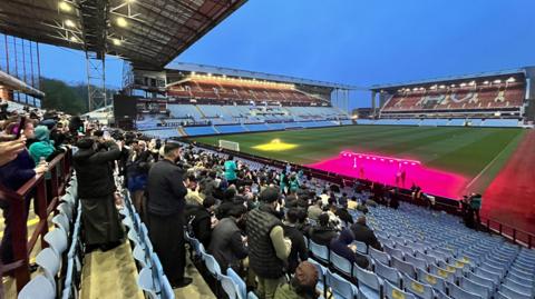 People gathering at Villa Park stadium