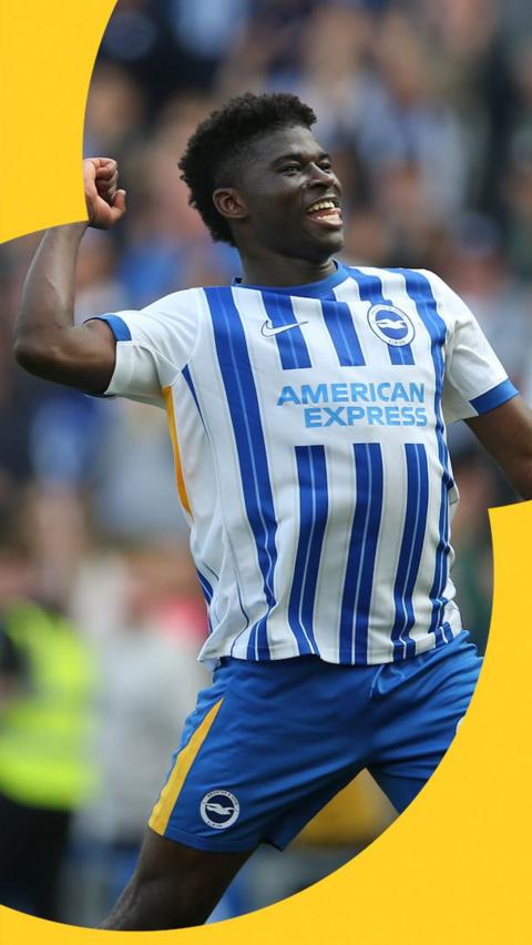Carlos Baleba celebrating for Brighton