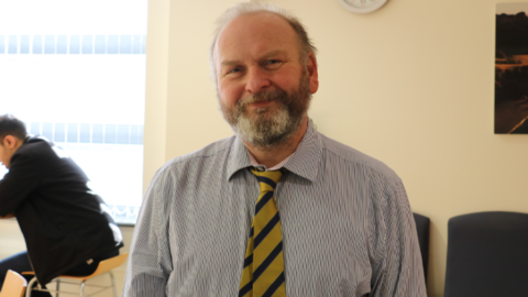 Daniel Hay pictured teaching as part of a basic surgical skills course in February 2019