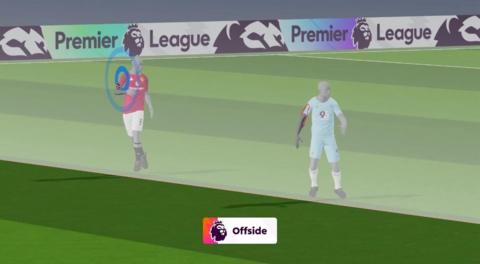 Image of the offside incident which led to a disallowed Burnley goal