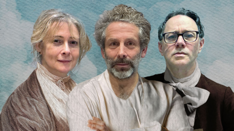 Elliot Levey, Emma Fielding and Reece Shearsmith dressed in period costume