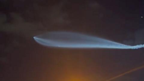 SpaceX rocket is seen in the sky.