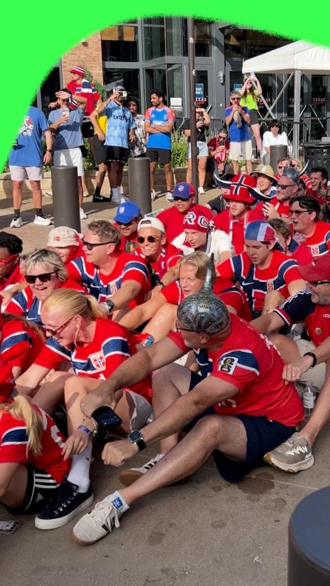 Norway fans performing the Viking row in Arlington