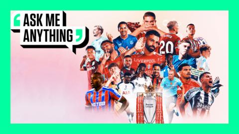 A graphic of players from all 20 Premier League clubs with the 'Ask Me Anything' logo in the top-left corner