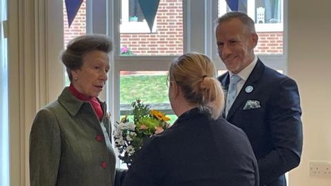 Princess Anne meeting with workers at a retirement complex in Derby