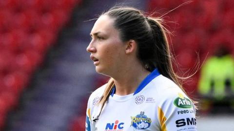 Ruby Enright in a white Leeds shirt