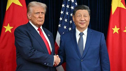 Donald Trump shaking hands with Chinese President Xi Jinping