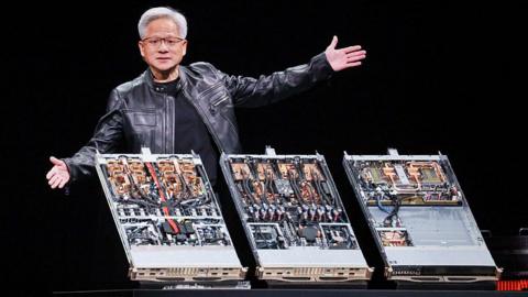 Nvidia co-founder and CEO Jensen Huang delivers the first keynote speech of Computex 2025 at the Taipei Music Center in Taipei on May 19, 2025. 