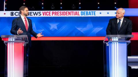 JD Vance and Tim Walz participate in a debate