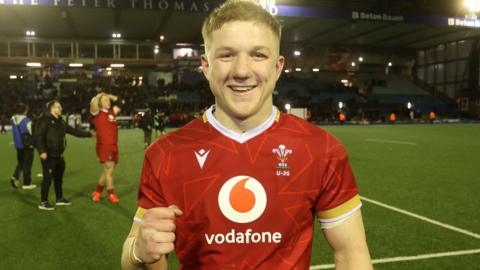 Wales Under-20s captain Harry Beddall celebrates