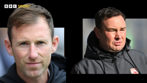 Carlisle boss Mike Williamson and Morecambe manager Derek Adams